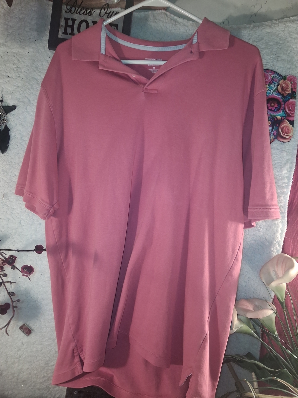 Roundtree & Yorke Men's Polo in Rose Pink